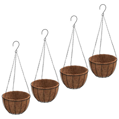 Fioriere Pensili 4 Pz Rivestimenti Cocco Nero Ø30X52Cm Acciaio