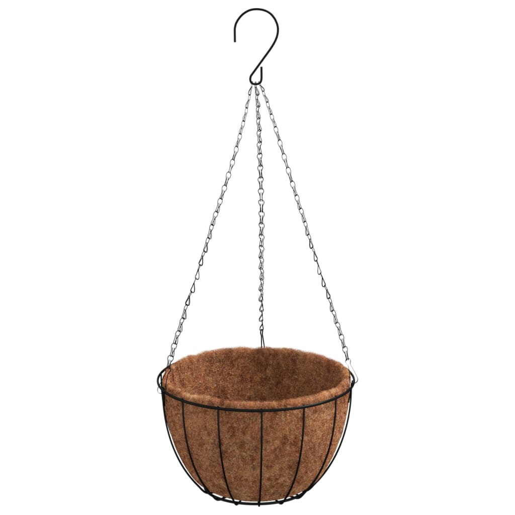 Fioriere Pensili 4 Pz Rivestimenti Cocco Nero Ø30X52Cm Acciaio