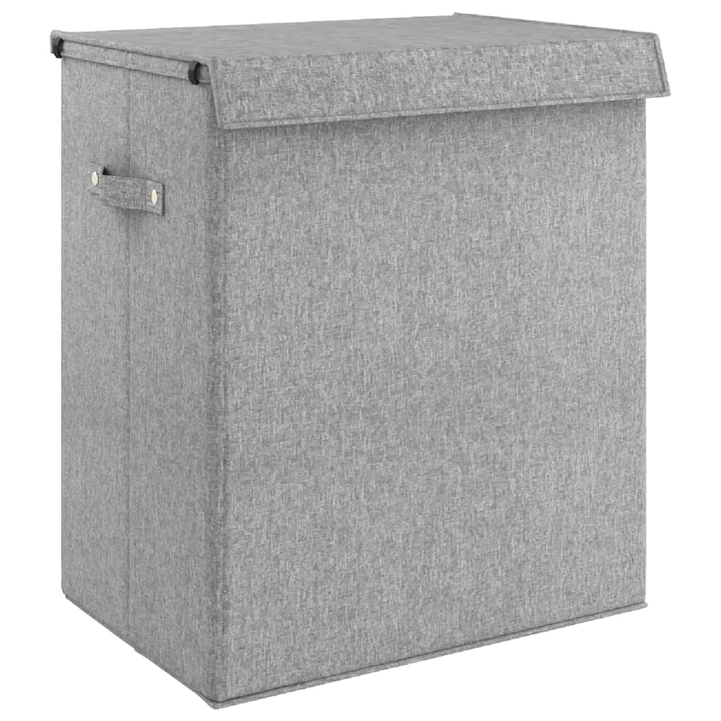 Cesto Biancheria Pieghevole Grigio 51X34,5X59 Cm Lino Finto