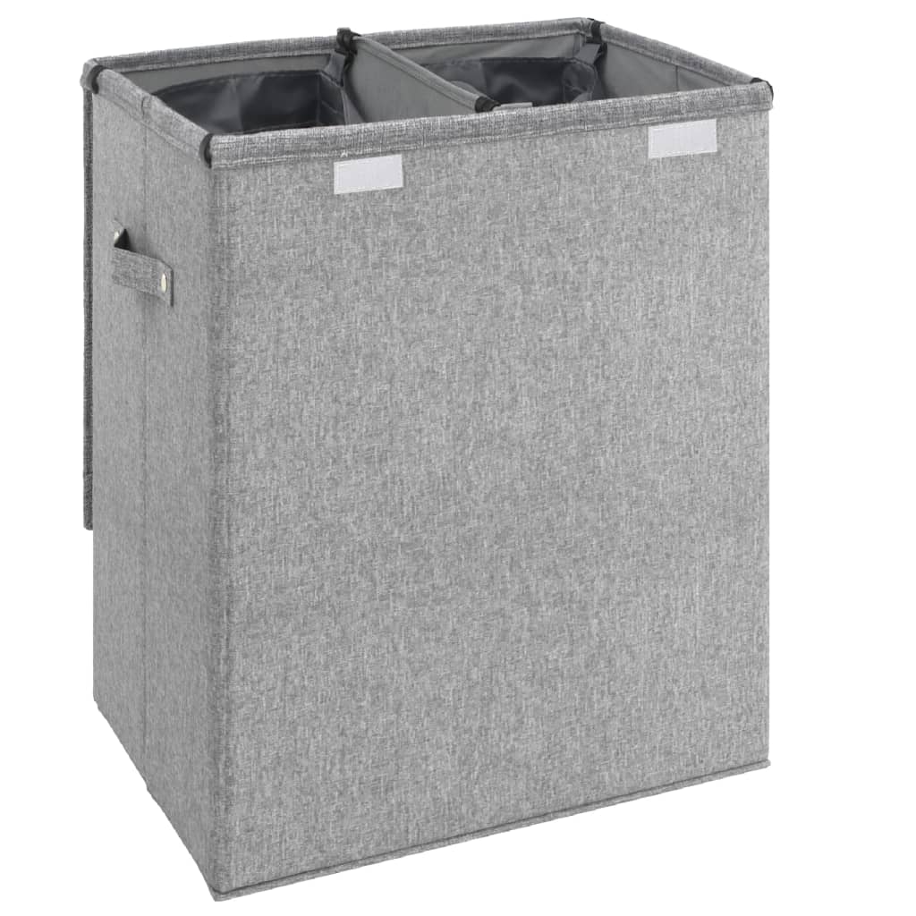 Cesto Biancheria Pieghevole Grigio 51X34,5X59 Cm Lino Finto