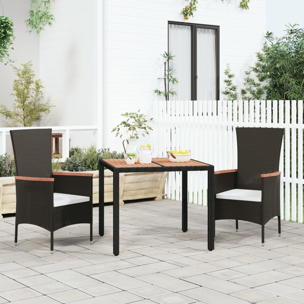 Tavolo Da Giardino Piano In Polyrattan Nero