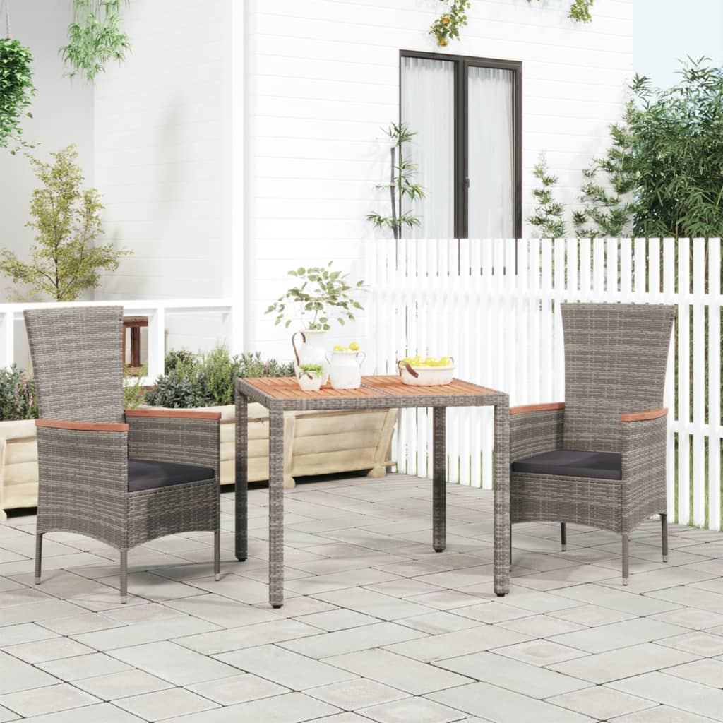 Tavolo Giardino Piano Legno Polyrattan E Massello Acacia Grigio