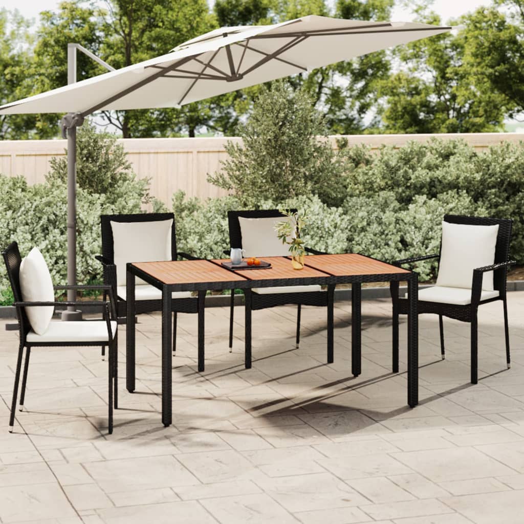 Tavolo Da Giardino Piano In Polyrattan Nero
