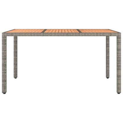 Tavolo Giardino Piano Legno Polyrattan E Massello Acacia Grigio
