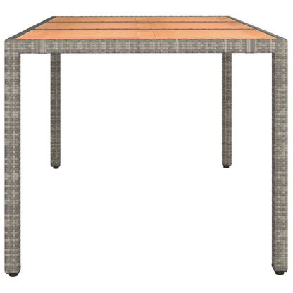 Tavolo Giardino Piano Legno Polyrattan E Massello Acacia Grigio