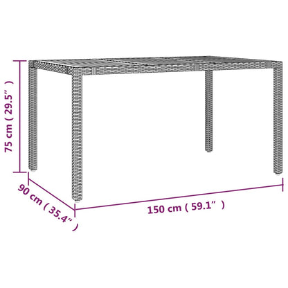 Tavolo Giardino Piano Legno Polyrattan E Massello Acacia Grigio