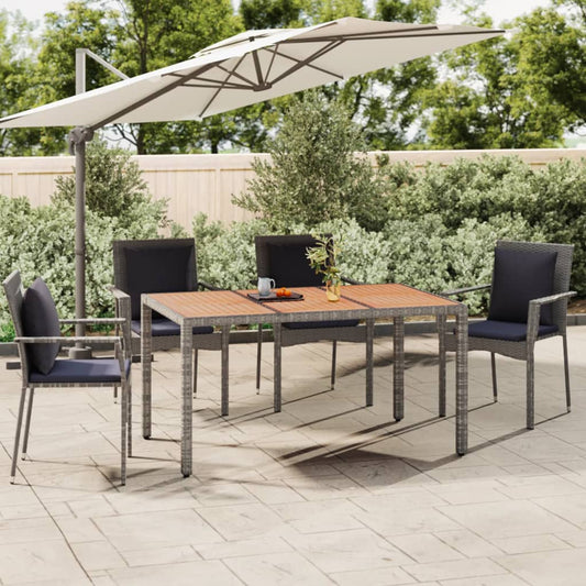 Tavolo Giardino Piano Legno Polyrattan E Massello Acacia Grigio