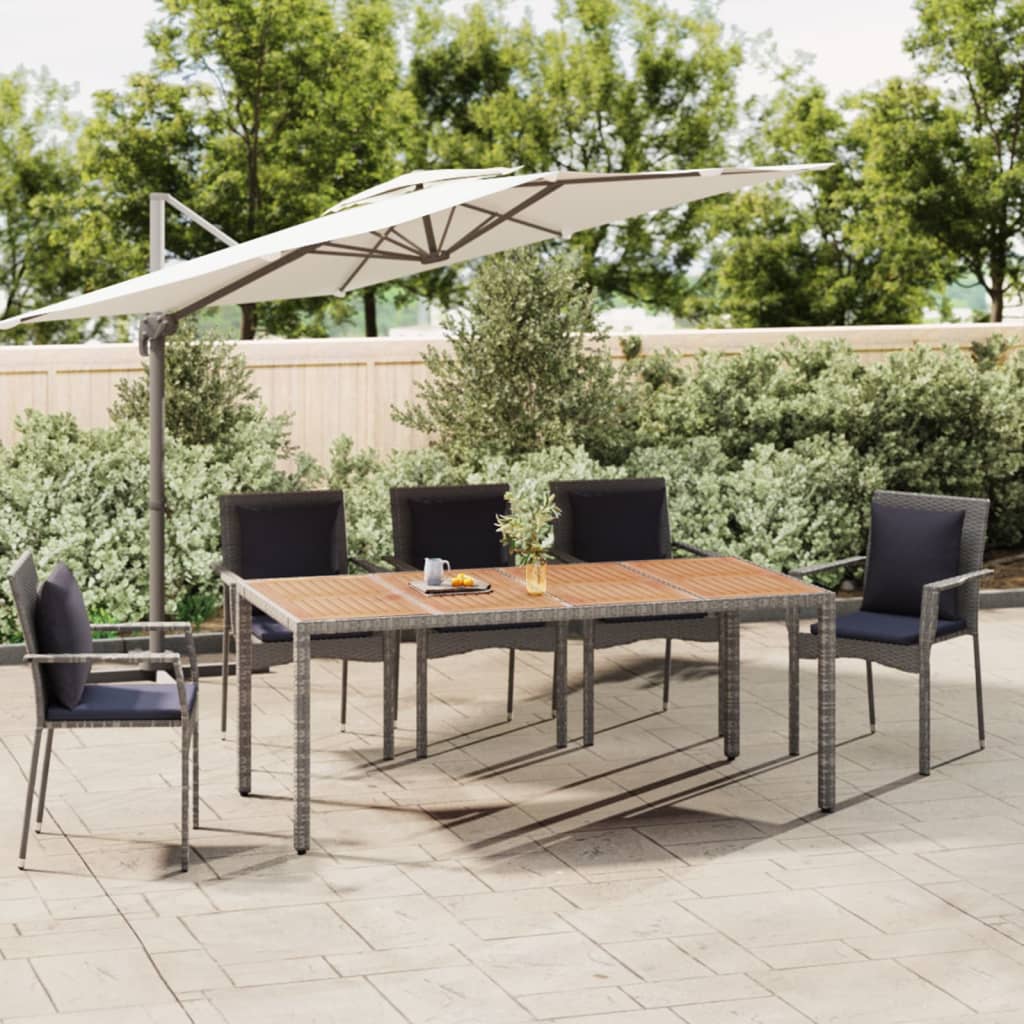 Tavolo Giardino Piano Legno Polyrattan E Massello Acacia Grigio