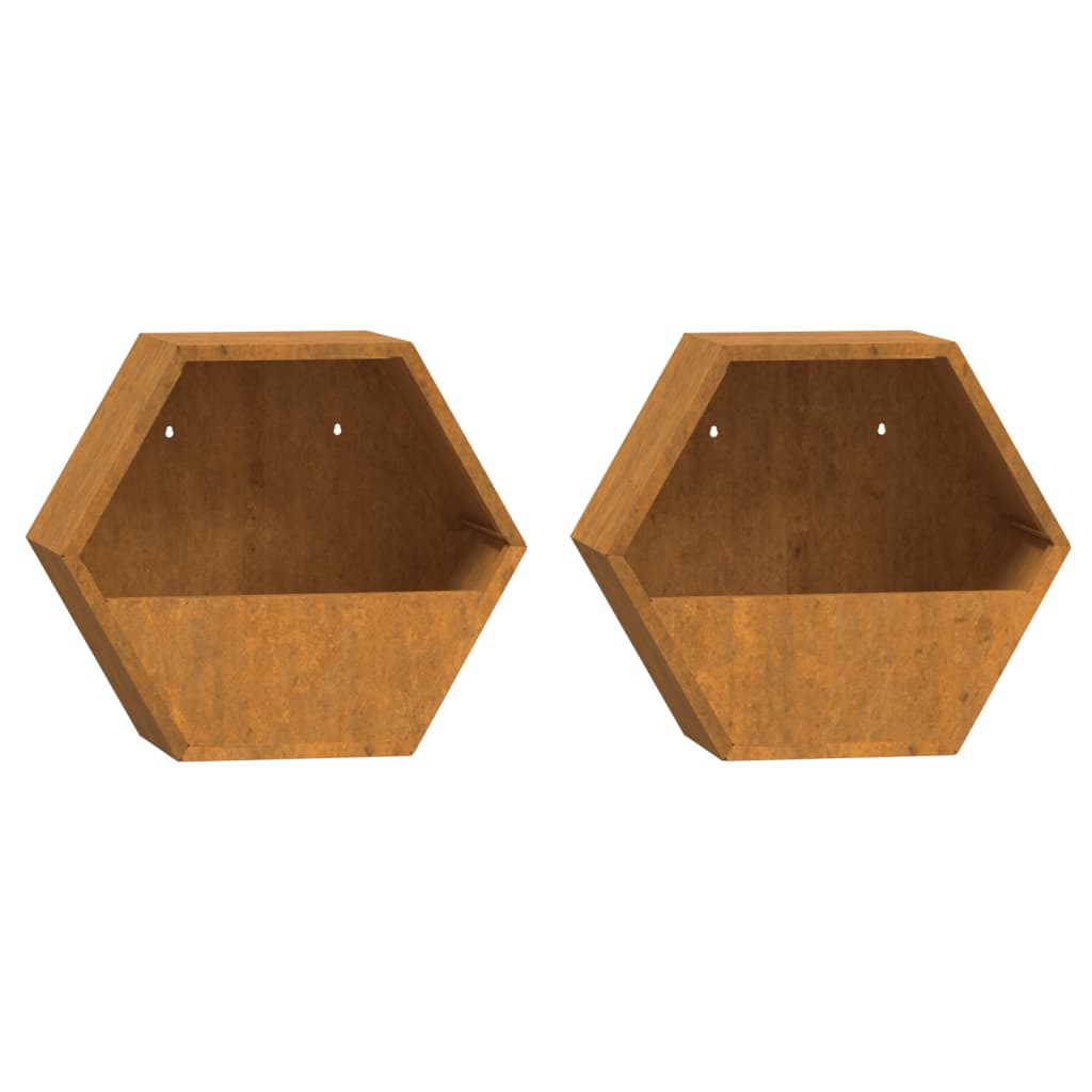 Fioriere Da Parete 2 Pz Ruggine In Acciaio Corten