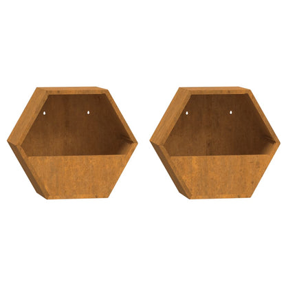 Fioriere Da Parete 2 Pz Ruggine In Acciaio Corten
