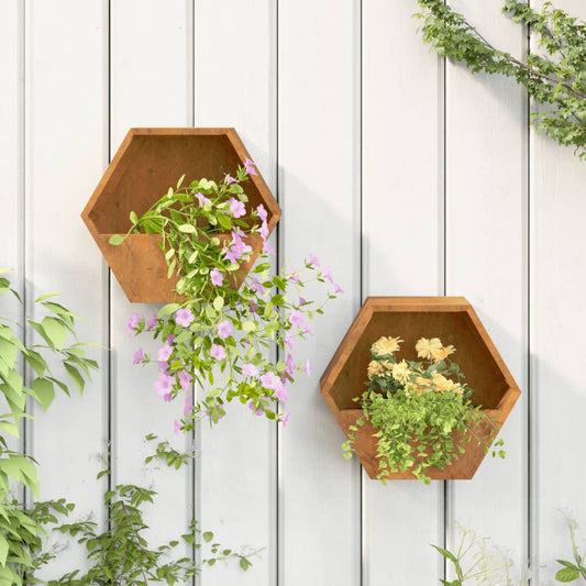 Fioriere Da Parete 2 Pz Ruggine In Acciaio Corten