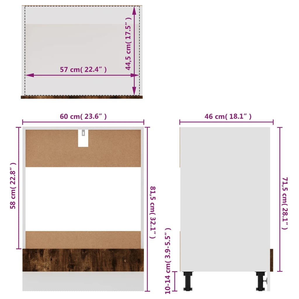Mobile Da Forno Lyon 60X46X81,5 Cm Rovere Fumo