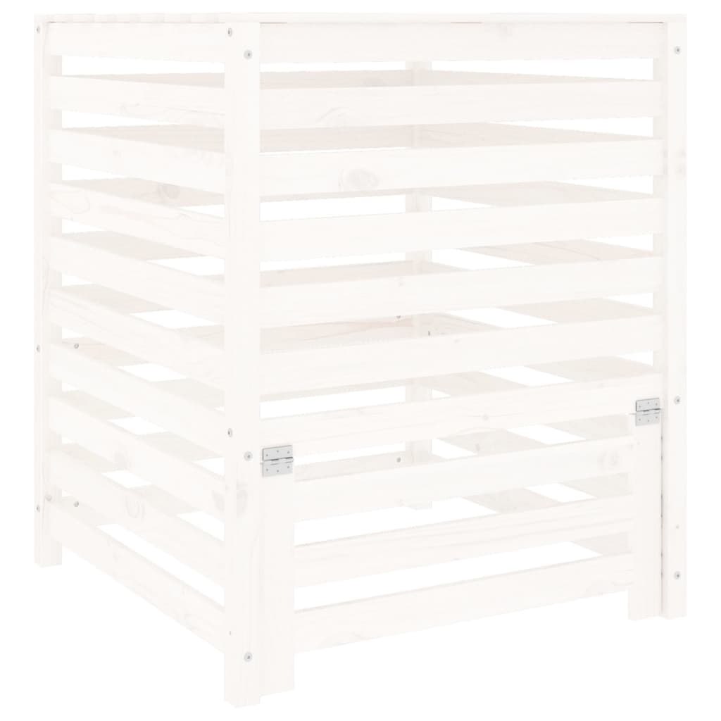 Compostiera Bianca 82,5X82,5X99,5 Cm In Legno Massello Di Pino