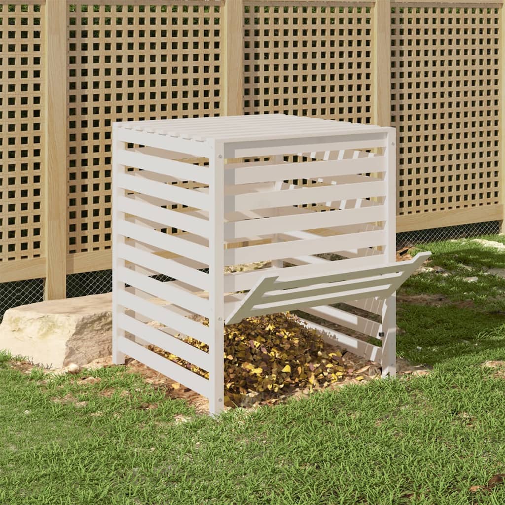 Compostiera Bianca 82,5X82,5X99,5 Cm In Legno Massello Di Pino