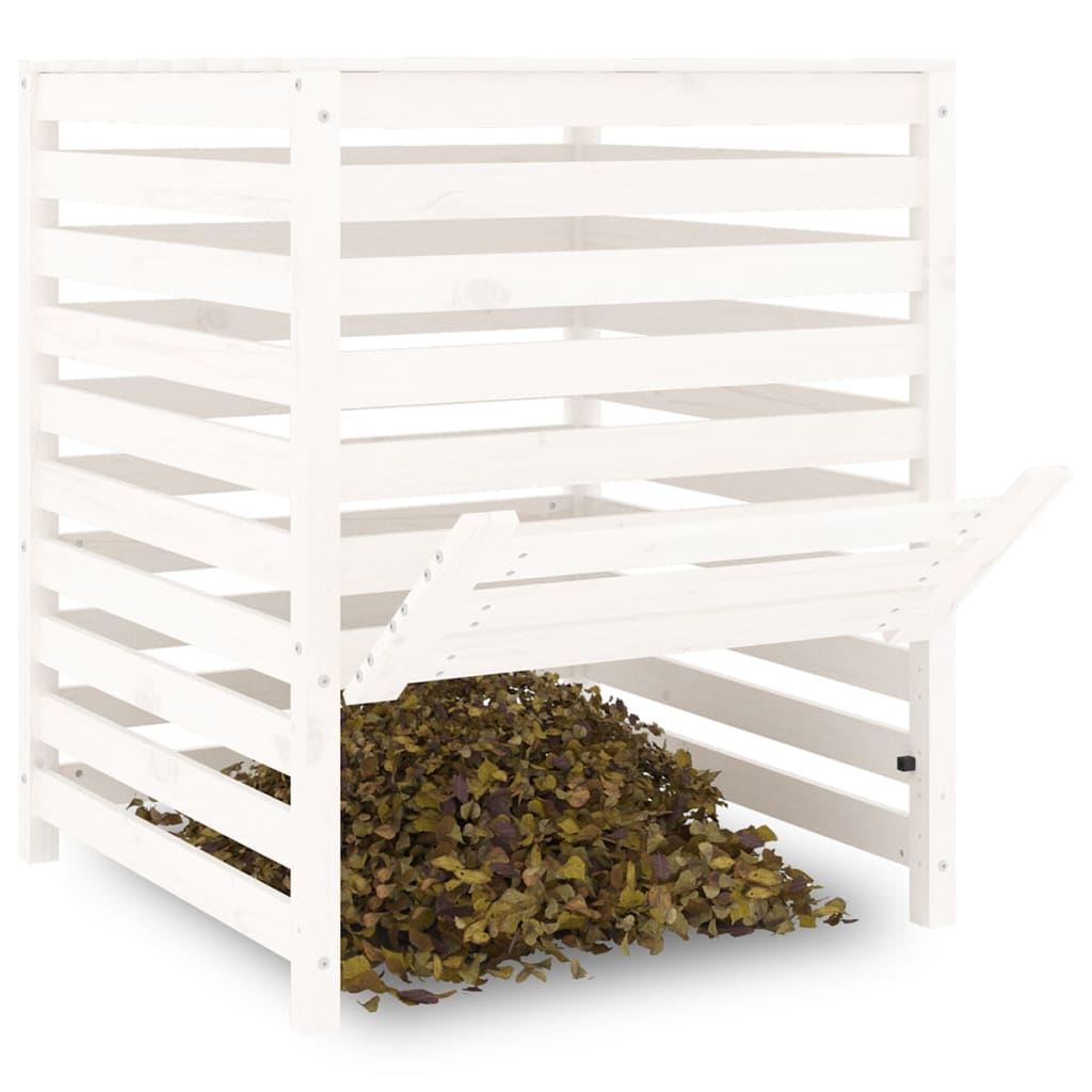 Compostiera Bianca 82,5X82,5X99,5 Cm In Legno Massello Di Pino