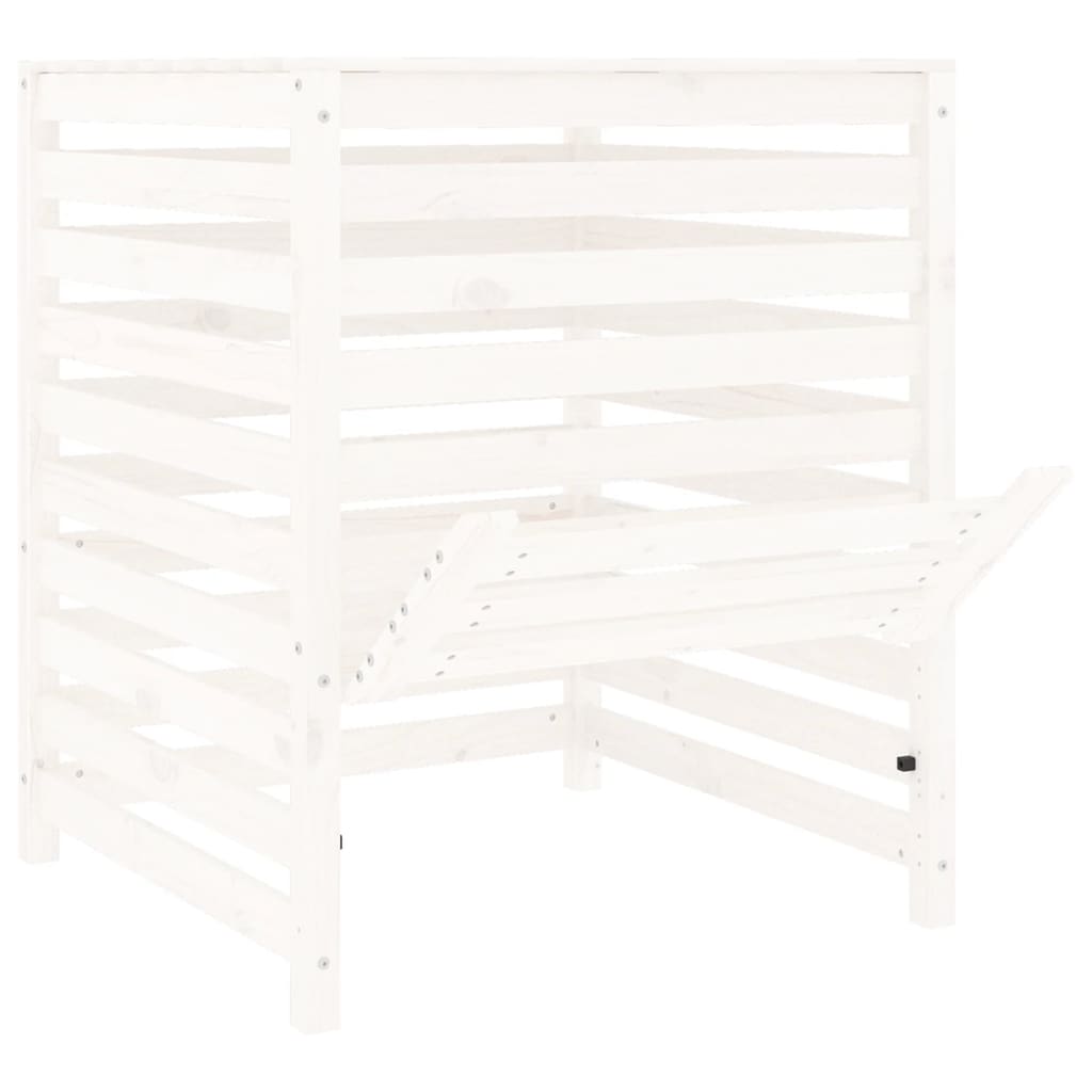 Compostiera Bianca 82,5X82,5X99,5 Cm In Legno Massello Di Pino