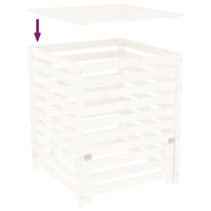 Compostiera Bianca 82,5X82,5X99,5 Cm In Legno Massello Di Pino