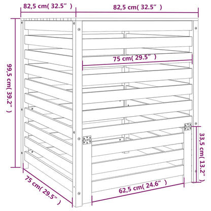 Compostiera Bianca 82,5X82,5X99,5 Cm In Legno Massello Di Pino