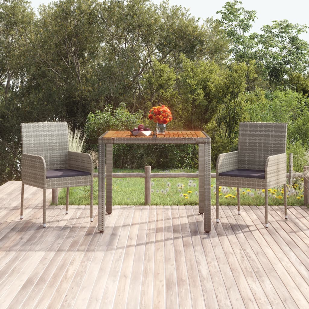 Tavolo Da Giardino 190X90X75Cm Polyrattan Grigio