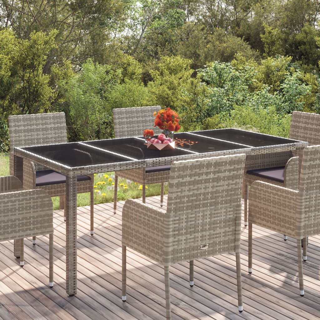 Tavolo Da Giardino 190X90X75Cm Polyrattan Grigio