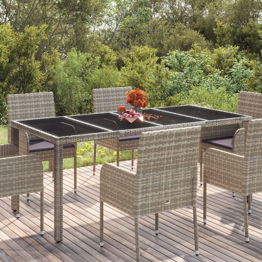 Tavolo Da Giardino 190X90X75Cm Polyrattan Grigio