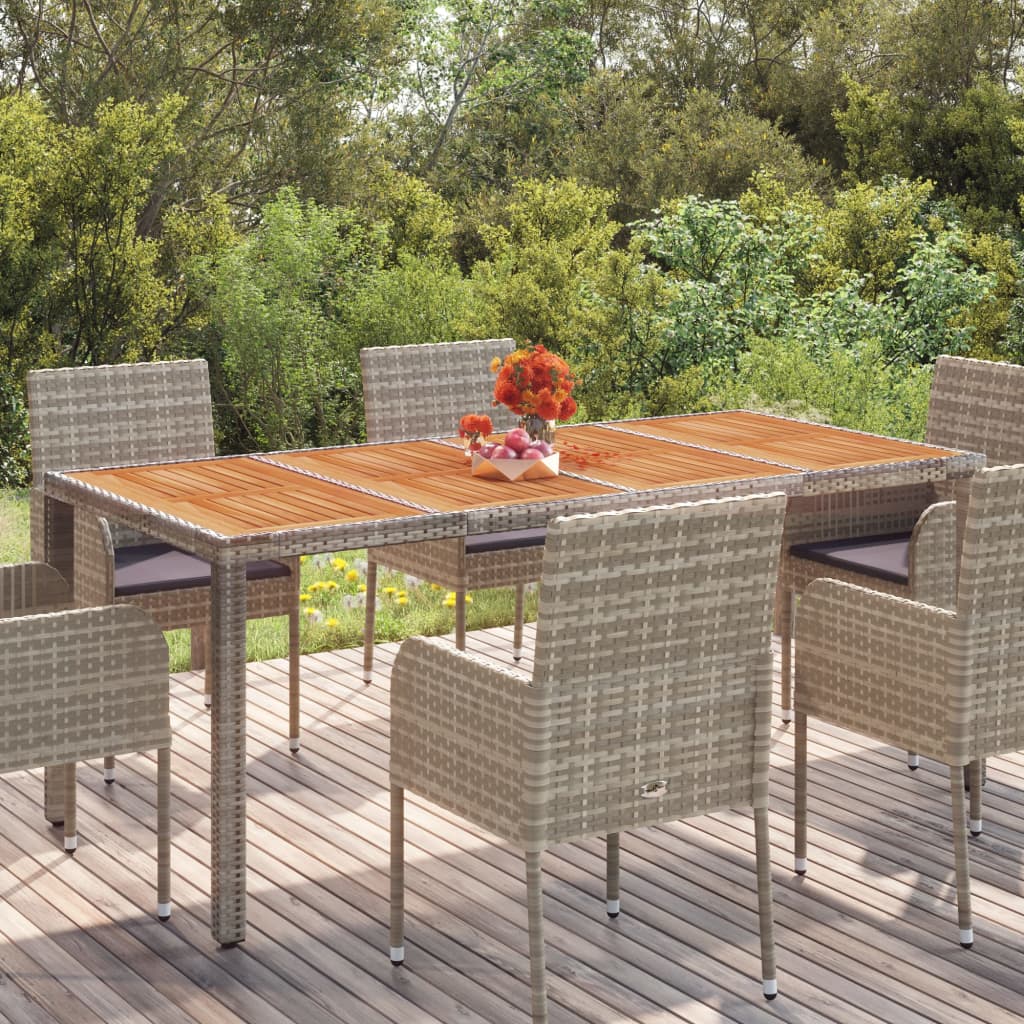 Tavolo Da Giardino 190X90X75Cm Polyrattan Grigio