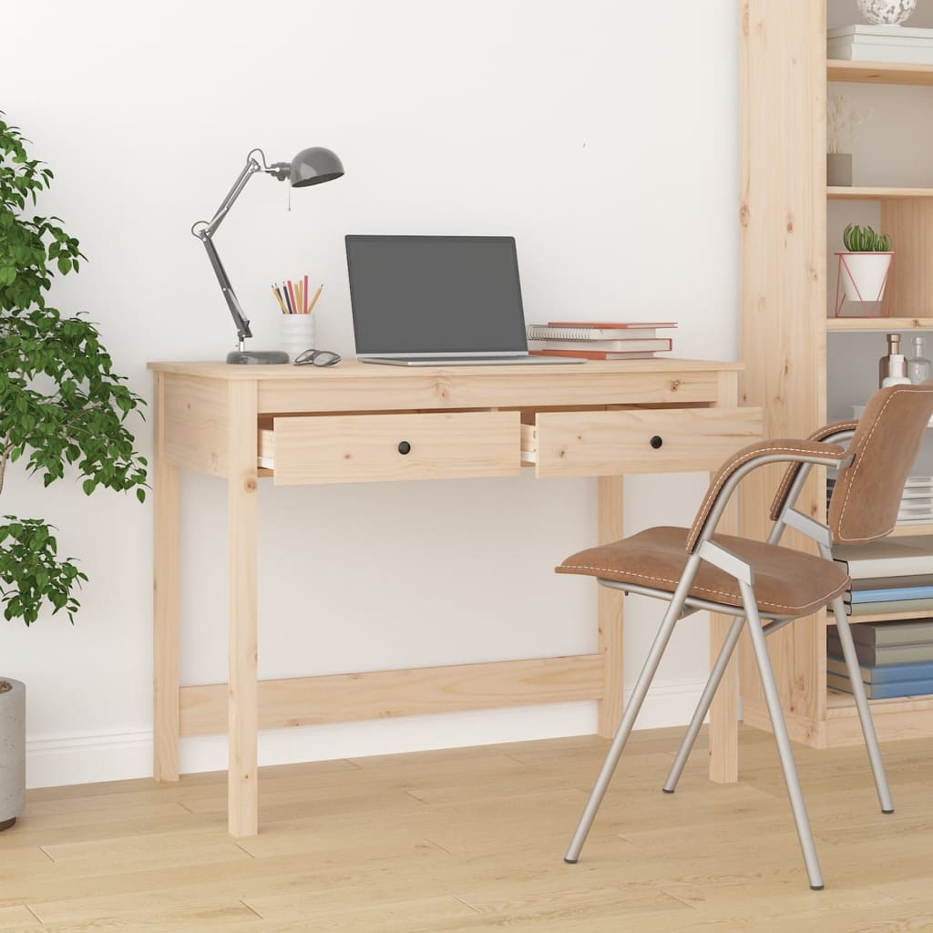 Scrivania Con Cassetti 100X50X78 Cm In Legno Massello Di Pino