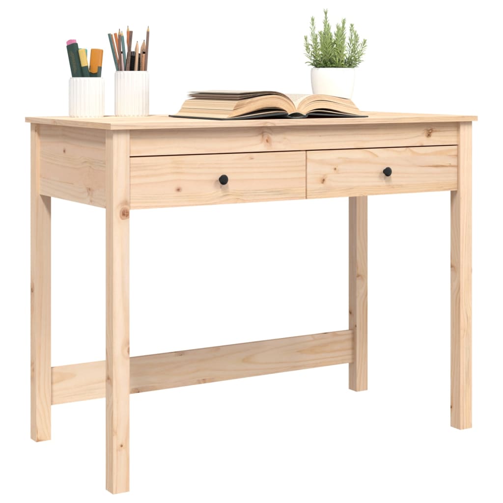 Scrivania Con Cassetti 100X50X78 Cm In Legno Massello Di Pino