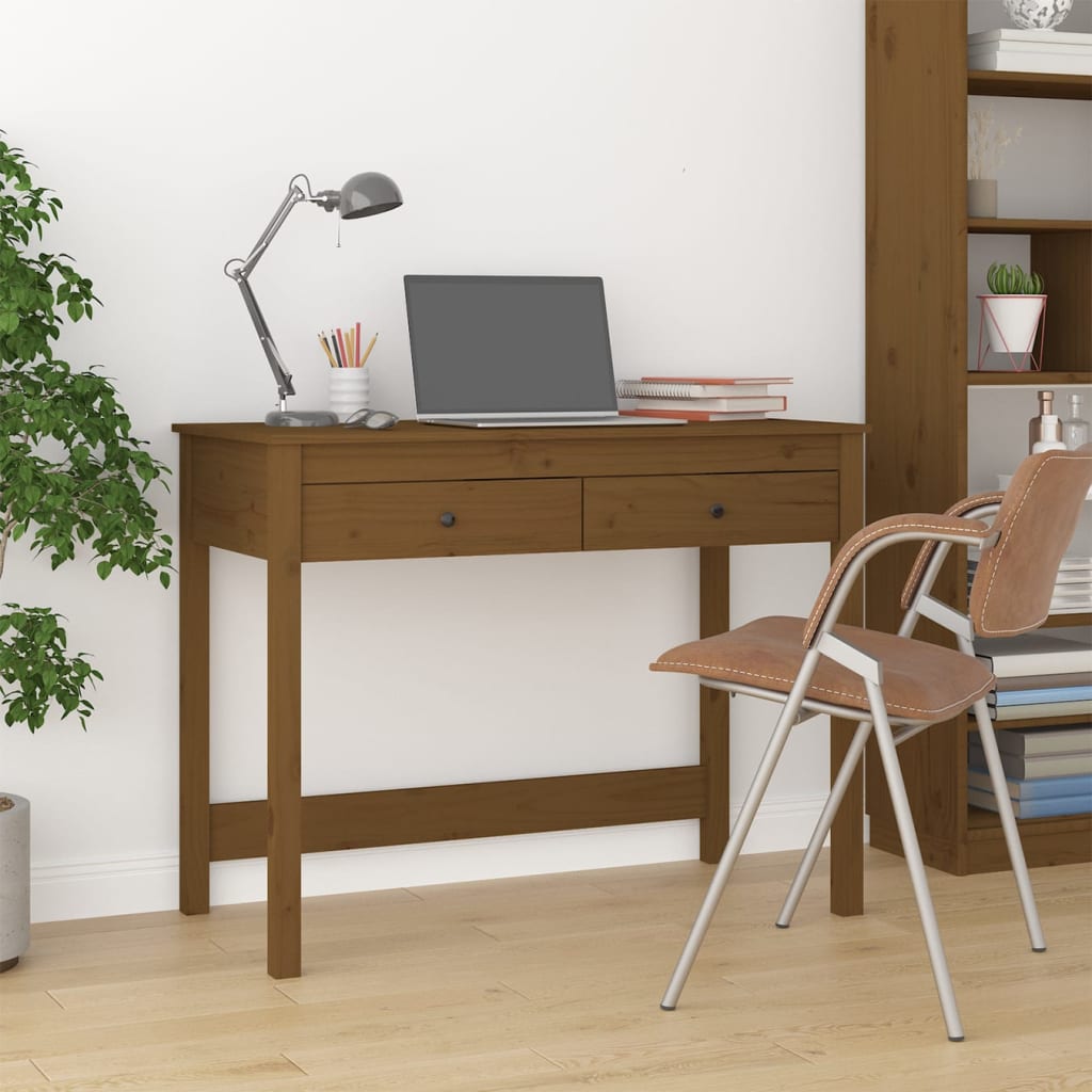 Scrivania Con Cassetti 100X50X78 Cm In Legno Massello Di Pino