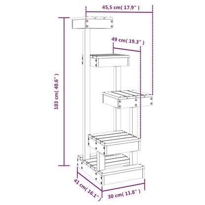 Albero Per Gatti 45,5X49X103Cm In Legno Massello Di Pino