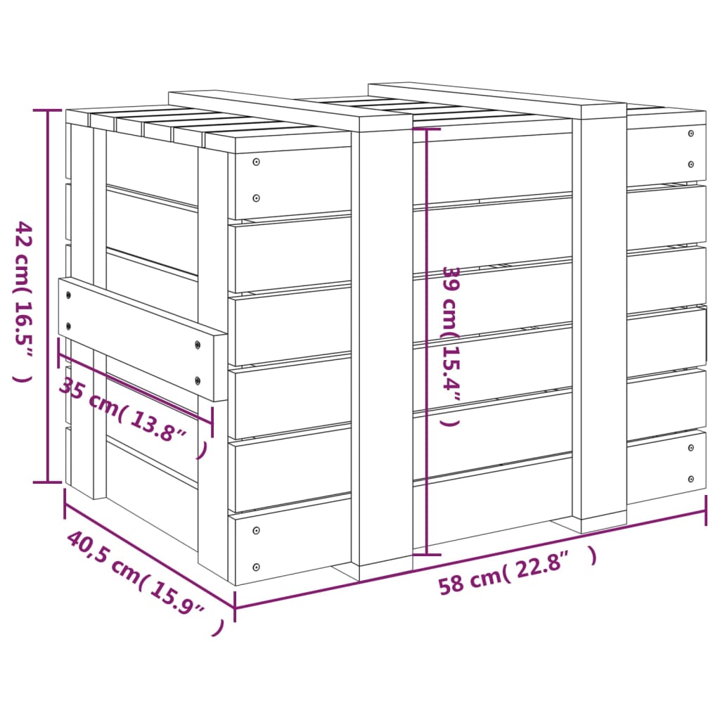 Contenitore Portaoggetti 58X40,5X42 Cm Legno Massello Pino