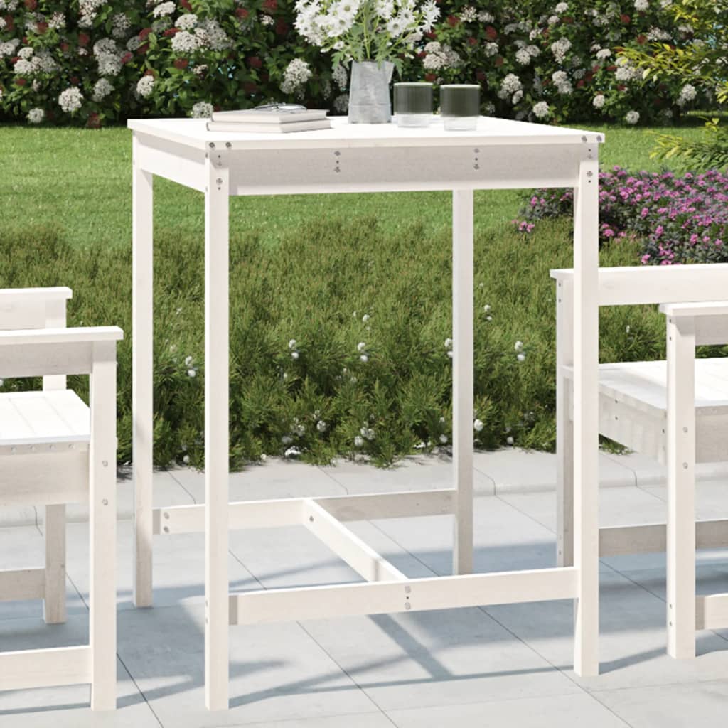 Tavolo Da Giardino Bianco 159,5X82,5X110 Cm Legno Massello Pino
