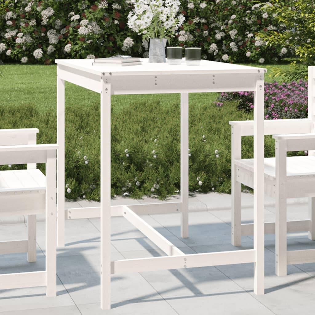 Tavolo Da Giardino Bianco 159,5X82,5X110 Cm Legno Massello Pino