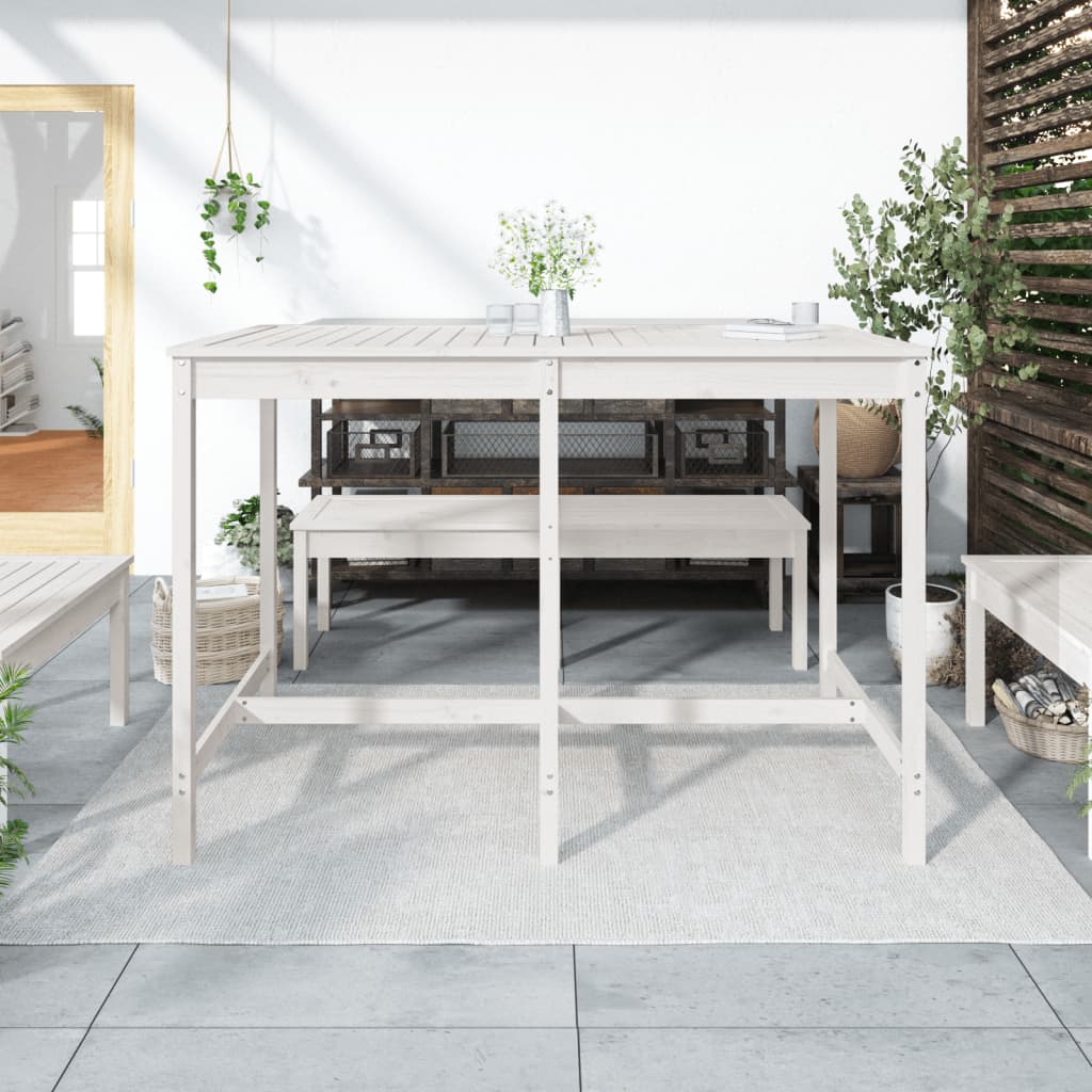 Tavolo Da Giardino Bianco 159,5X82,5X110 Cm Legno Massello Pino