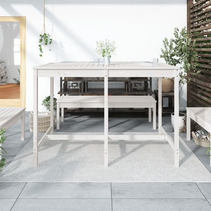 Tavolo Da Giardino Bianco 159,5X82,5X110 Cm Legno Massello Pino