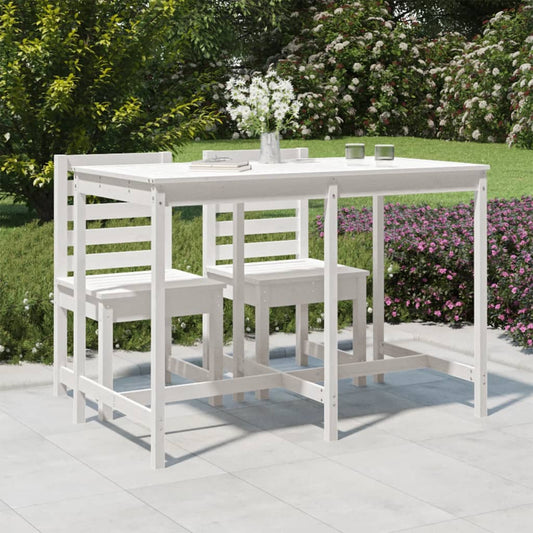 Tavolo Da Giardino Bianco 159,5X82,5X110 Cm Legno Massello Pino