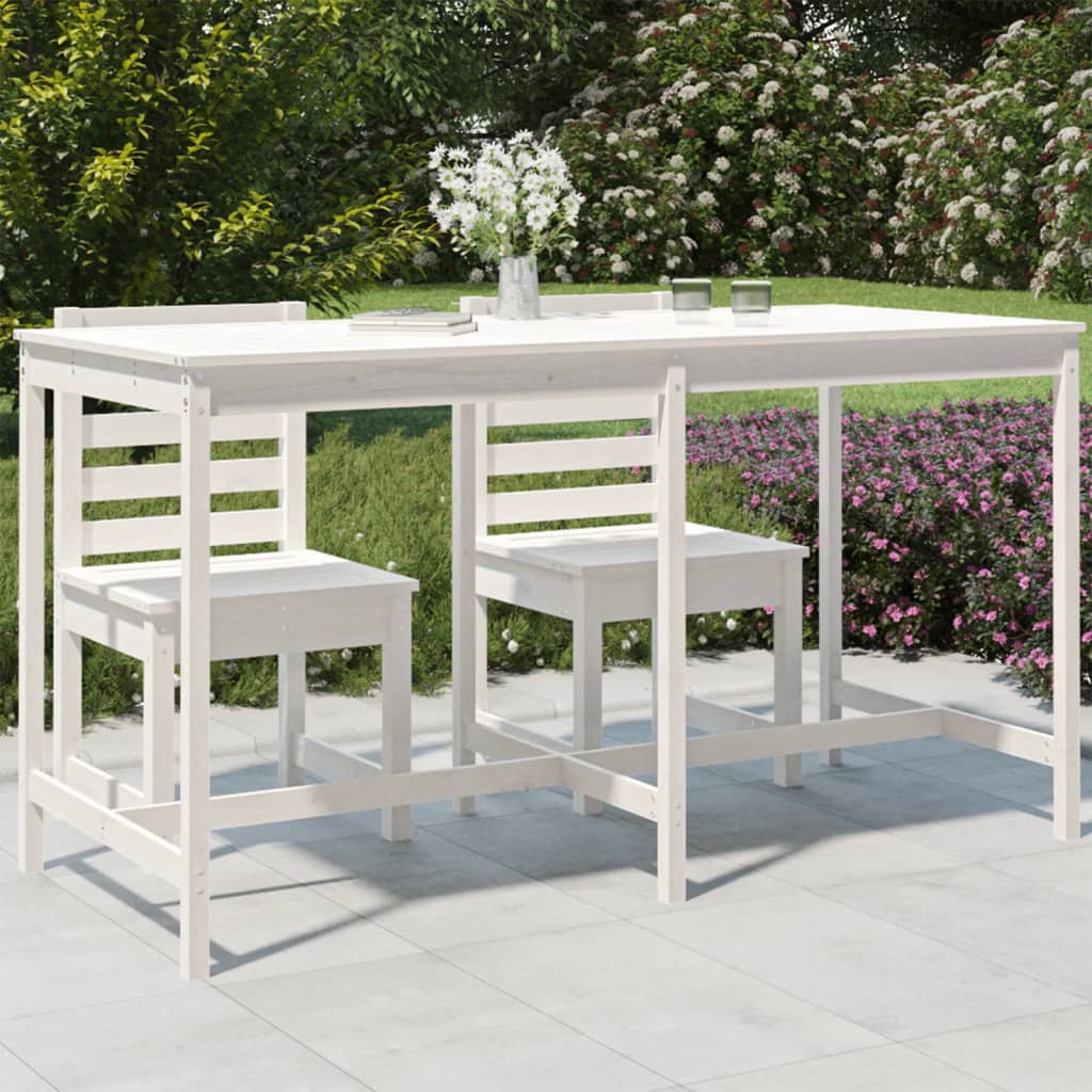 Tavolo Da Giardino Bianco 159,5X82,5X110 Cm Legno Massello Pino