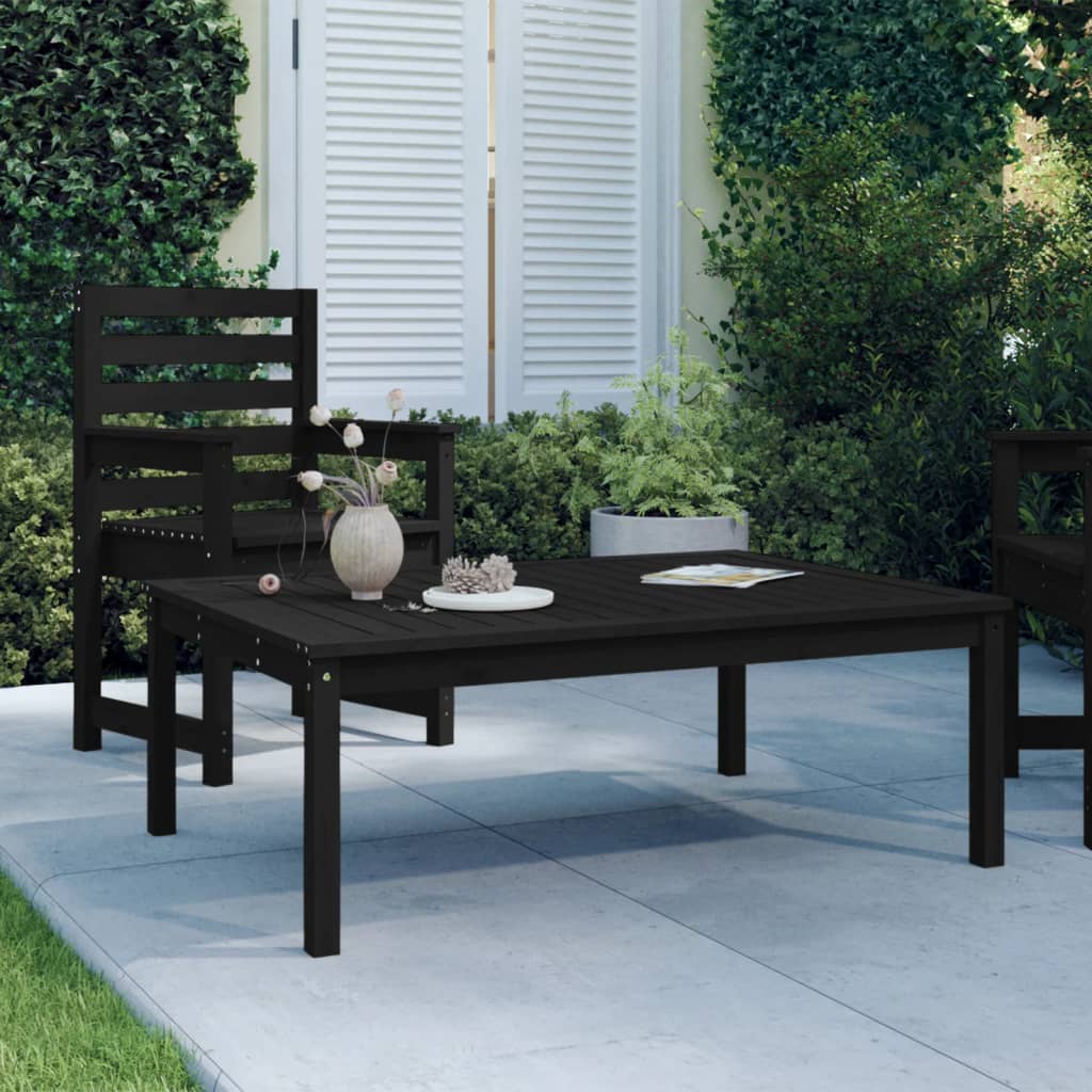 Tavolo Da Giardino Nero 82,5X82,5X45 Cm Legno Massello Di Pino