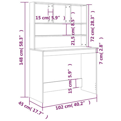 Scrivania Mensole 102X45X148 Cm Legno Multistrato