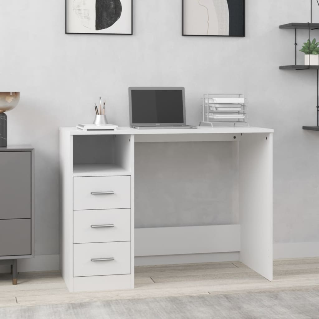 Scrivania Con Cassetti Nera 102X50X76 Cm In Legno Multistrato