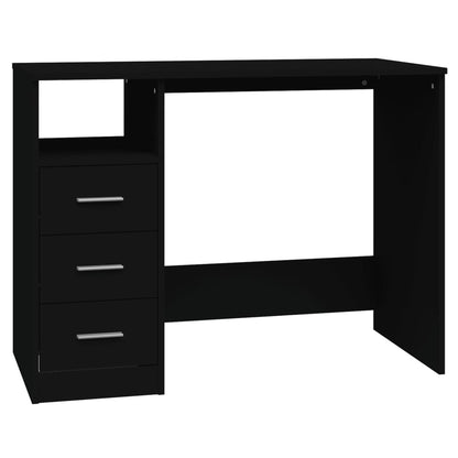 Scrivania Con Cassetti Nera 102X50X76 Cm In Legno Multistrato
