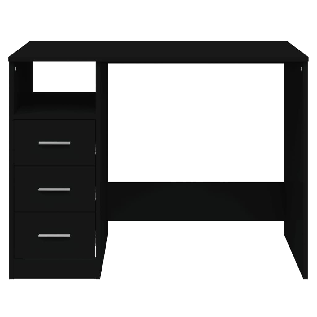 Scrivania Con Cassetti Nera 102X50X76 Cm In Legno Multistrato