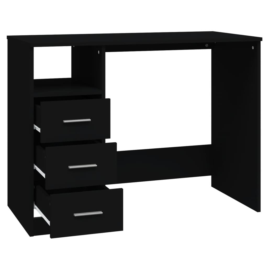 Scrivania Con Cassetti Nera 102X50X76 Cm In Legno Multistrato
