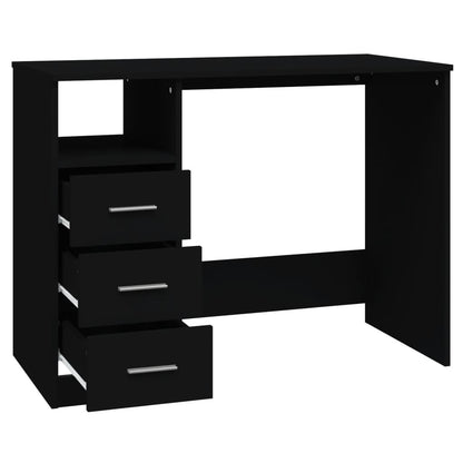 Scrivania Con Cassetti Nera 102X50X76 Cm In Legno Multistrato