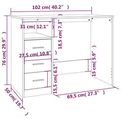 Scrivania Con Cassetti Nera 102X50X76 Cm In Legno Multistrato