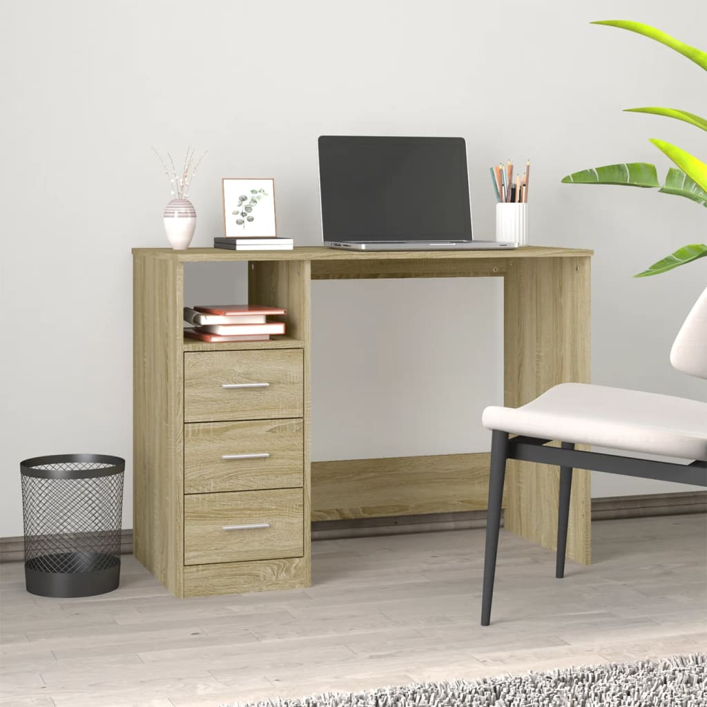 Scrivania Con Cassetti Nera 102X50X76 Cm In Legno Multistrato