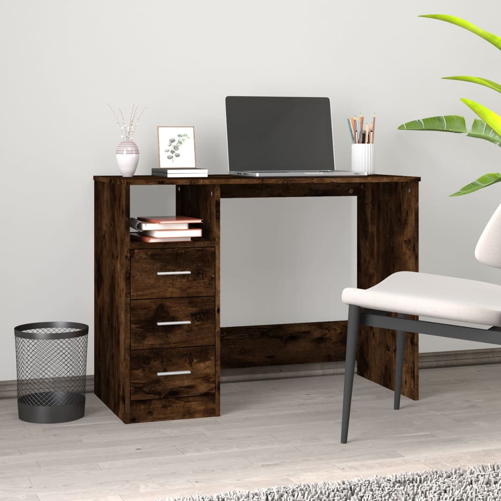 Scrivania Con Cassetti Nera 102X50X76 Cm In Legno Multistrato