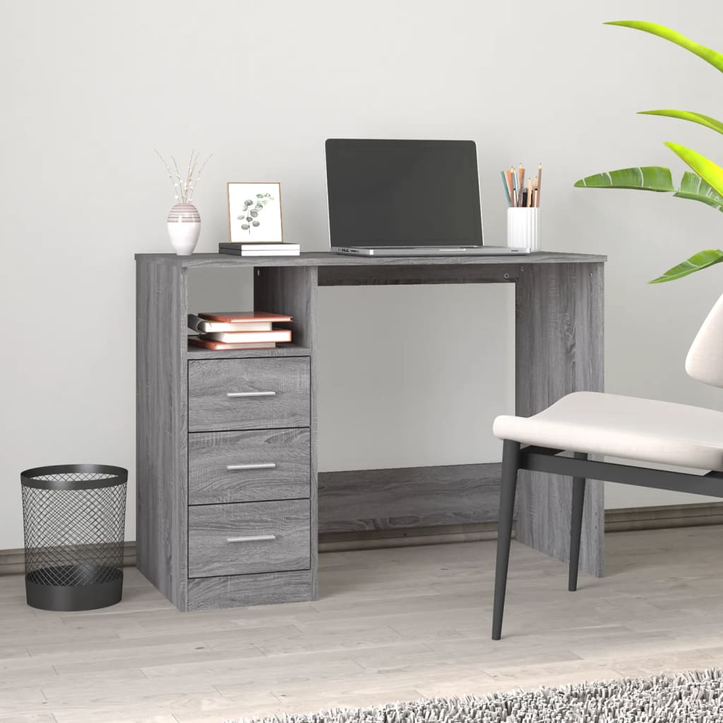 Scrivania Con Cassetti Nera 102X50X76 Cm In Legno Multistrato