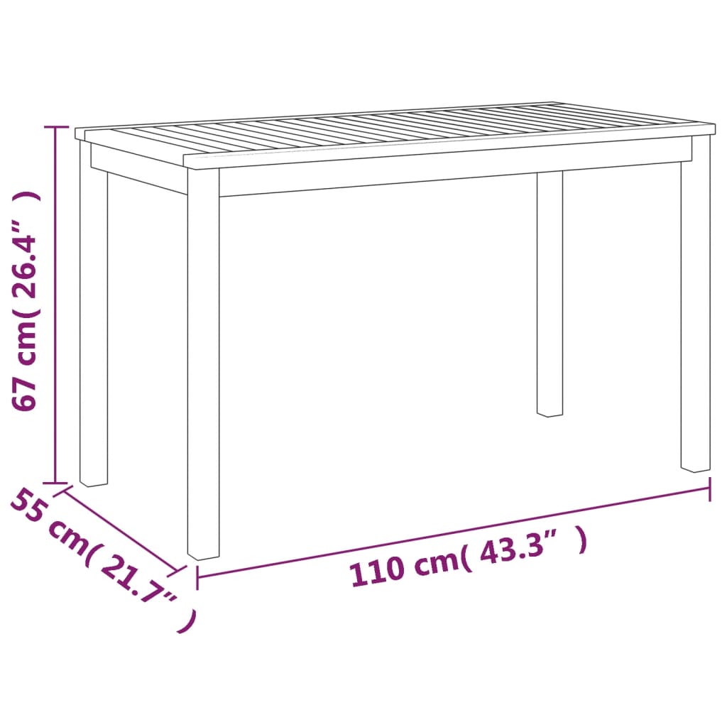Tavolo Da Giardino 110X55X67 Cm Legno Massello D'acacia