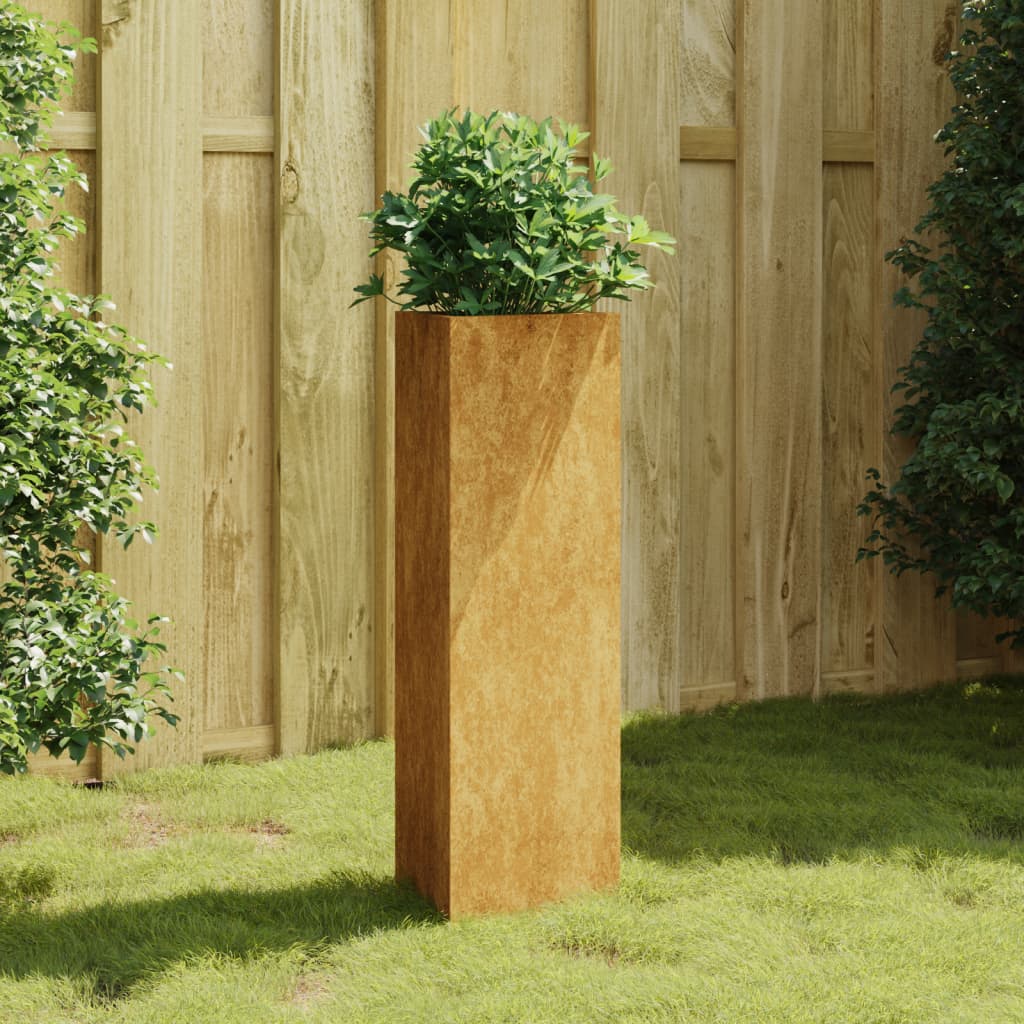 Fioriera Da Giardino 30X26X75 Cm In Acciaio Corten